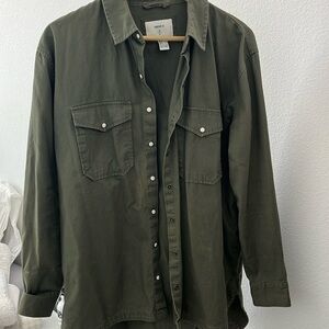 BEING BAD AINT EASY Forever 21 green button up